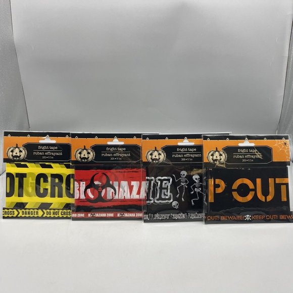 Lot of 4 Different Fright Tapes Halloween Decorations 30 Feet Each New - Picture 1 of 5
